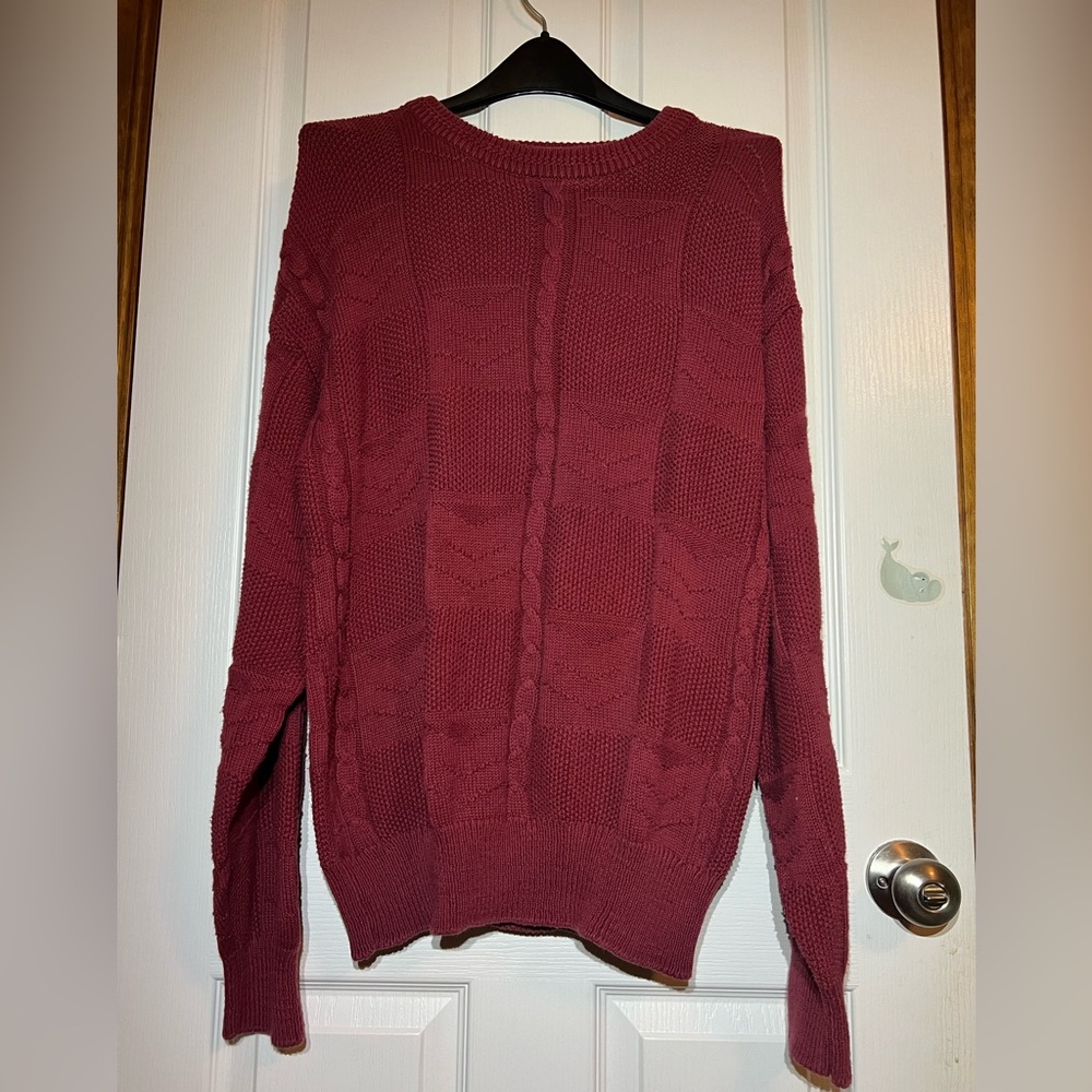 Penns Landing Men’s 100% Cotton Crewneck Dark Red Sweater Made In USA
